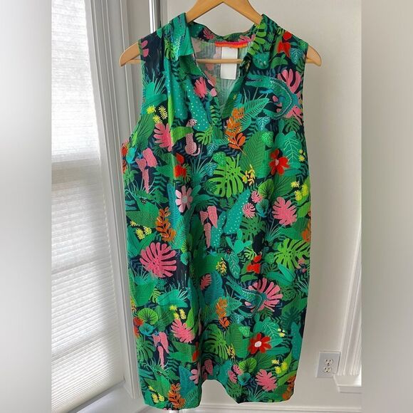 Vilagallo Collar Sleeveless Print Sheath Mini Dress Sz 18 (50) NWT - Picture 1 of 10